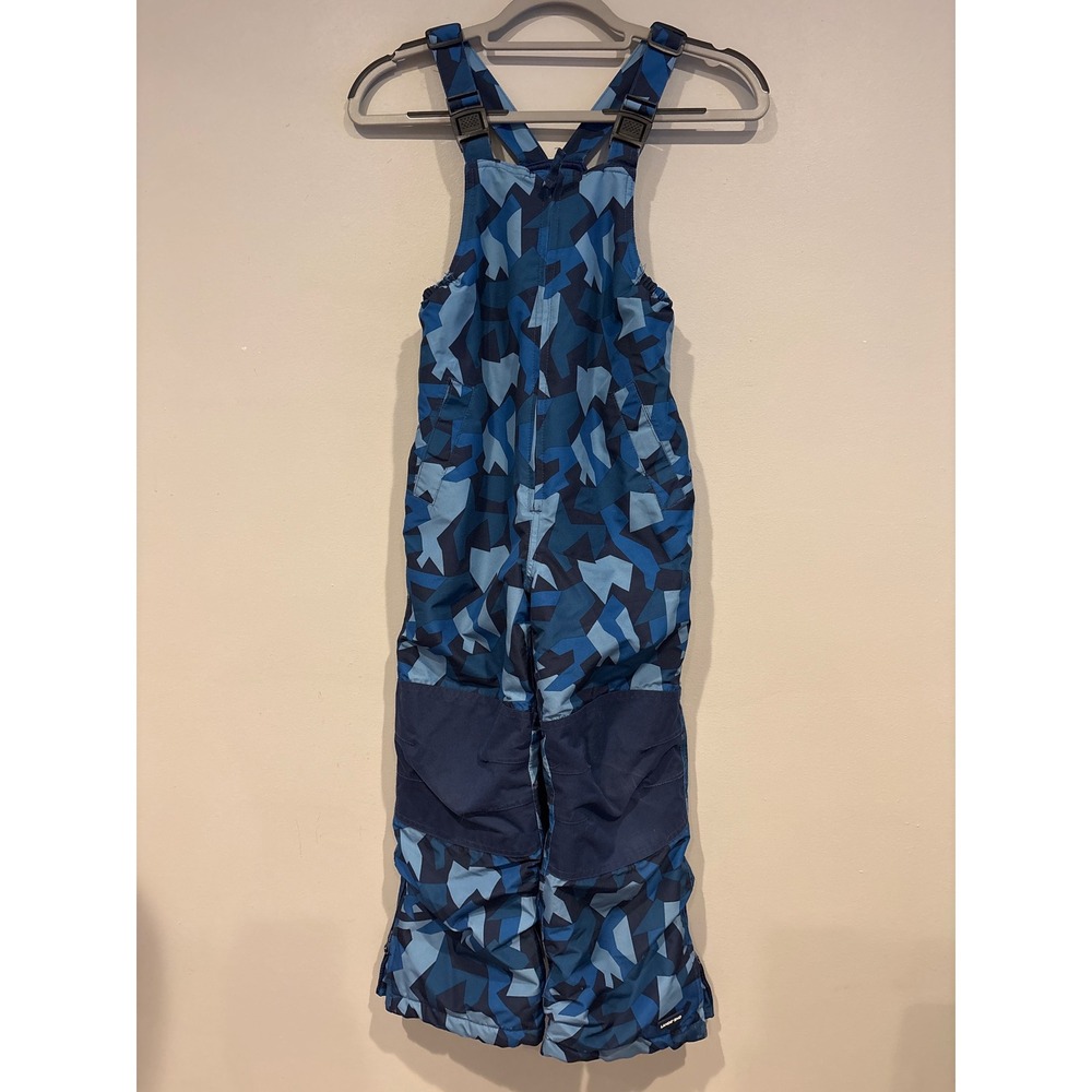 Lands End Boys Blue Camo One Piece Snowpants bibs ski 7